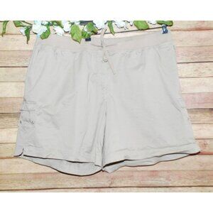 Avenue Blues Women's Size 24 24W Khaki Chino Cargo Shorts Elastic Tie Up Waist